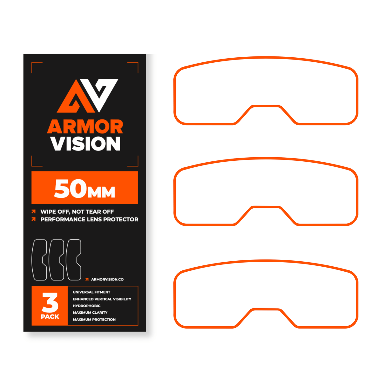 50-70mm ARMOR VISION 2.0 HPPF High Performance Protective Film Goggle Lens Protector